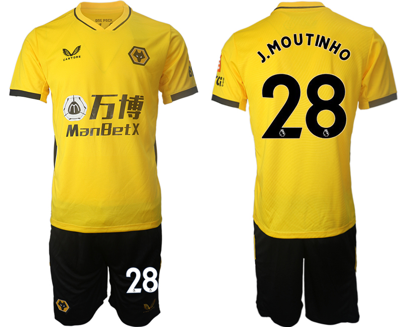 Cheap Men 2021-2022 Club Wolverhampton Wanderers home yellow 28 Soccer Jersey